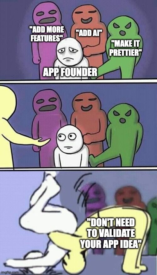 adrianchinghc's tweet image. Too many app founders build first, then go looking for users.

That&apos;s a horrible idea.

If no one wants the app, it doesn’t matter how well you built it.

Start with proof of demand. Validate your idea before you spend time &amp;amp; money building.