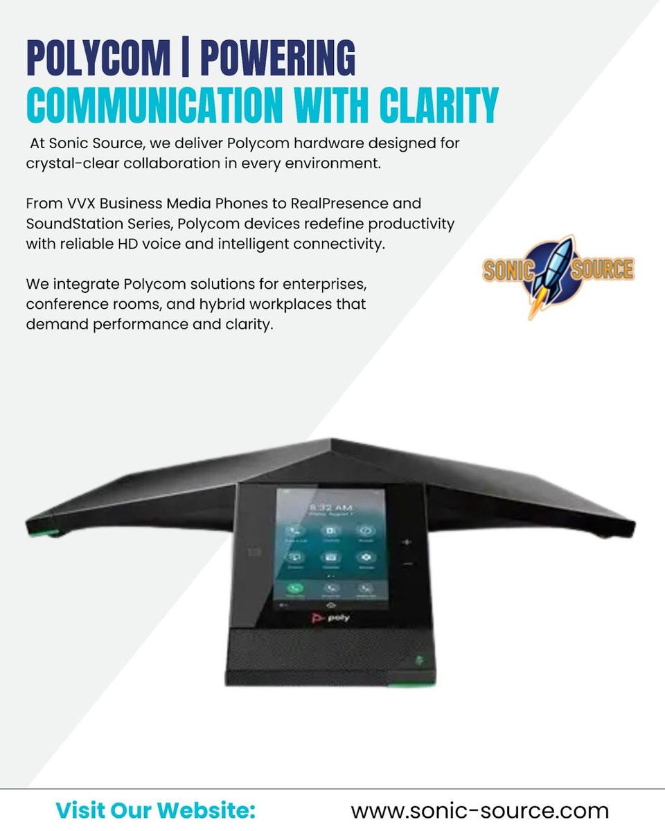 SourceSoni25436's tweet image. Seamless collaboration starts with sound you can trust.
 Sonic Source provides Polycom communication devices that bring meetings to life — wherever your teams are.
 Because every word matters when connection drives business.
.
.
.
.
#sonicsource #polycom #collaboration #voip