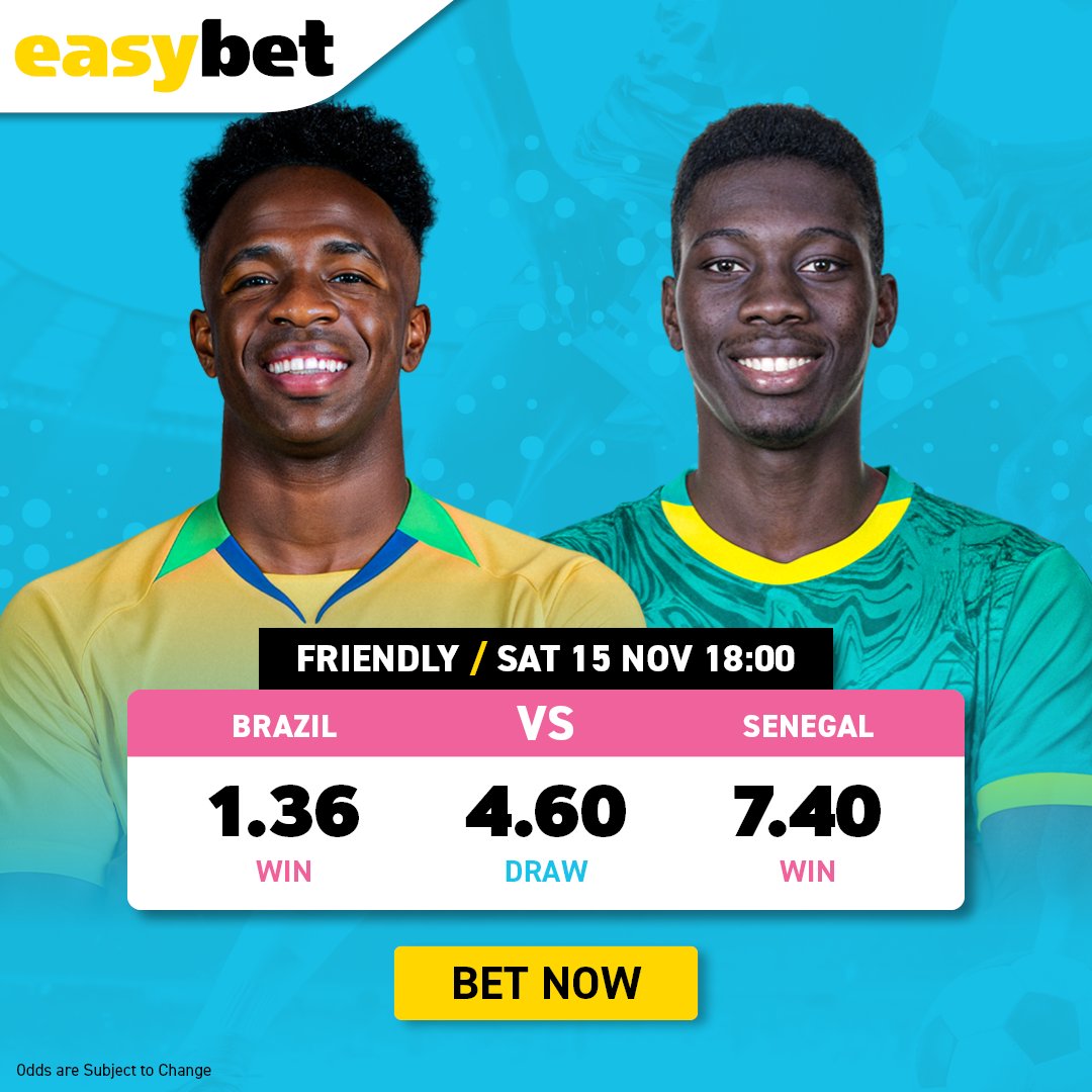 🇧🇷 Brazil vs Senegal: International Friendly Tomorrow! 🇸🇳

Brazil take to London’s Emirates Stadium in a high-profile clash as they test new tactics under coach Ancelotti. Senegal arrive full of ambition and pace ahead of AFCON.

👉 Bet now: bit.ly/BRvsSN

#Easybet