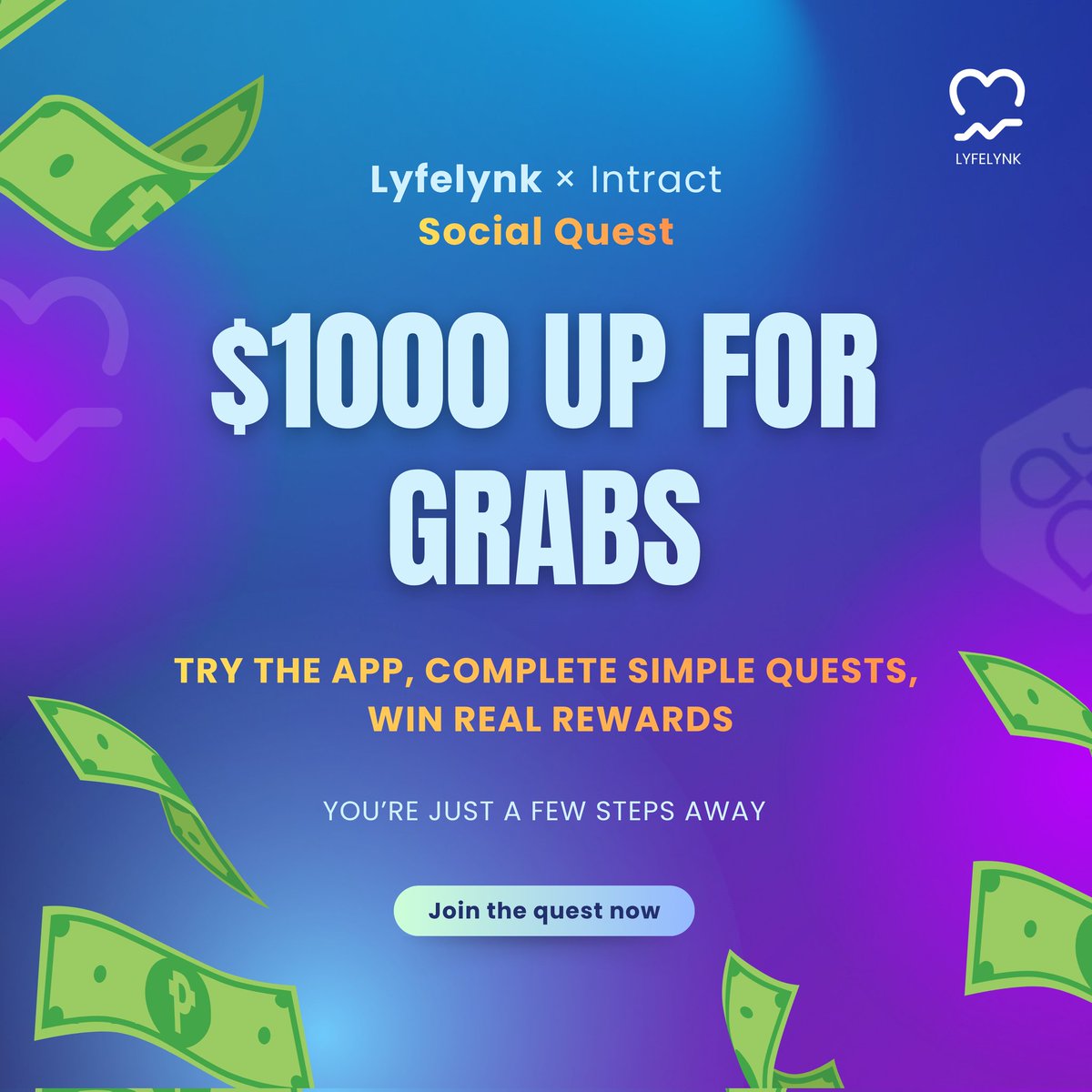 The Lyfelynk × <a href="/IntractQuests/">Intract Quests</a> Social Quest is now live and yes, there’s $1000 up for grabs.

If you enjoy trying new apps, completing simple quests, and winning real rewards, this one’s worth jumping into.

No fluff. Just do the tasks, explore Lyfelynk, and you’re officially in