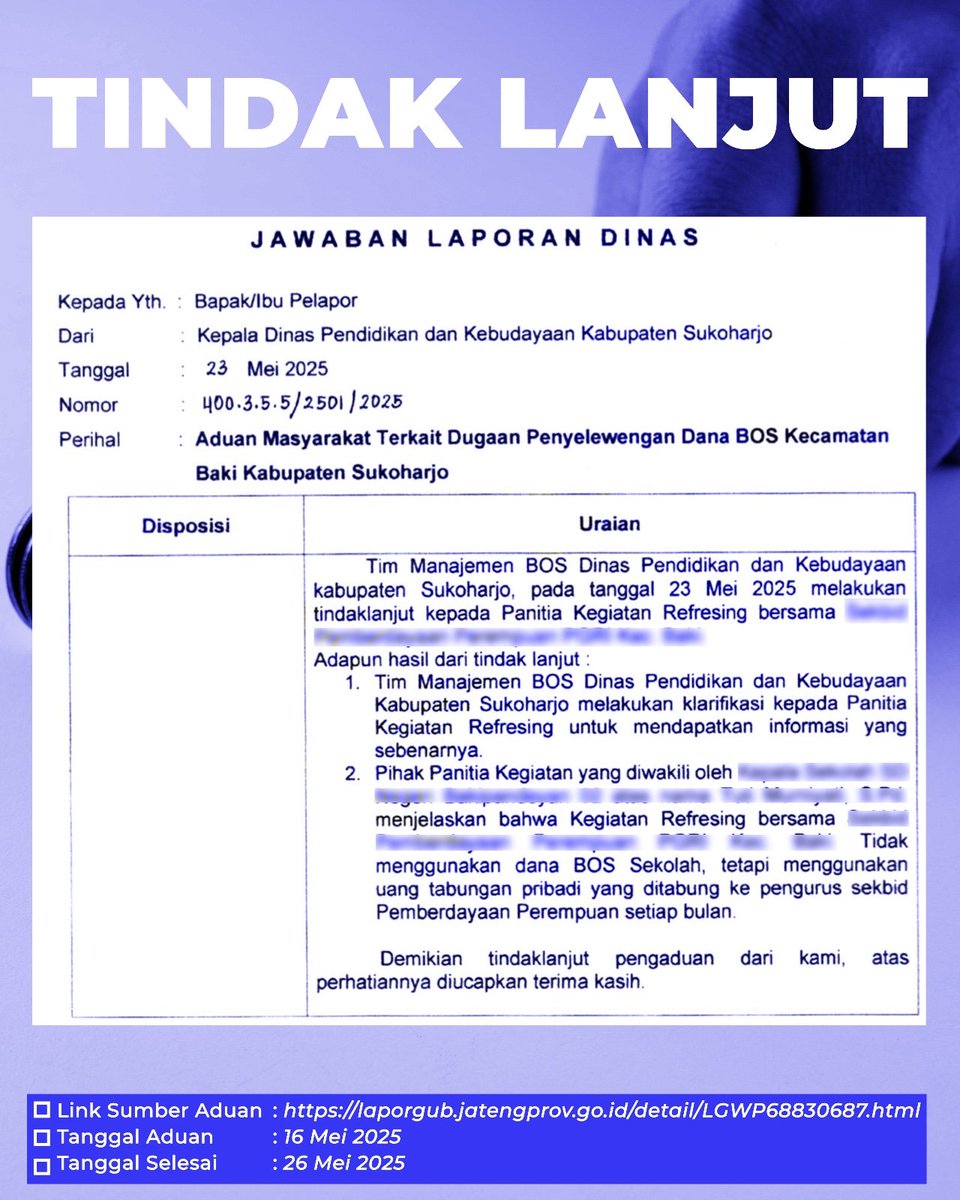 diskominfo_skh's tweet photo. SobatKom, 

Aduan terkait dugaan penyelewengan dana BOS sudah ditindaklanjuti nih sob! Ayo, sampaikan keluhan mu atau info yang kamu butuhkan lewat https://t.co/h6J8AH0c1p atau https://t.co/jxOZ7yNrWl yaa..

#diskominfo
#diskominfoskh 
#dugaanpenyelewengandanaBOS
#danaBOS https://t.co/3EtRDictC2