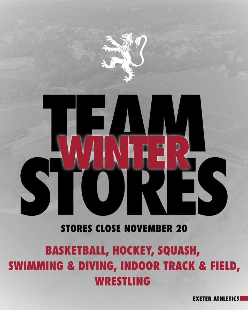 GET YOUR GEAR!!! Winter Team Stores are now OPEN! Order fast as stores will close on Thursday, November 20!! #WeAreExeter