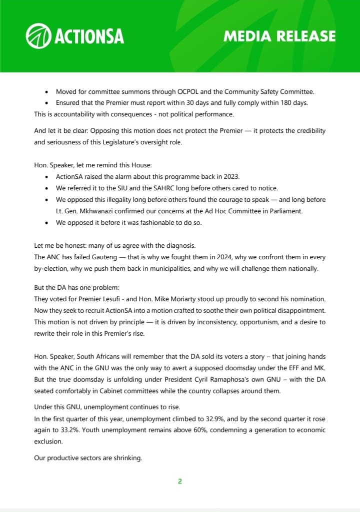 ActionSA Gauteng tweet media