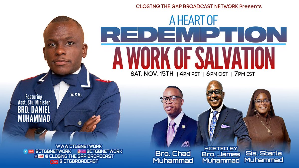 MasterDMuhammad's tweet image. Join us Saturday at 6pm for a rich discussion on the quality &amp;amp; condition of our hearts with the illustrious hosts of Closing The Gap … trust me, you don’t want to miss this!

Tune in live for Q &amp;amp; A from the audience as well! 🤩 🔥 

📱 💻 YT &amp;amp; FB “Closing The Gap Broadcast”