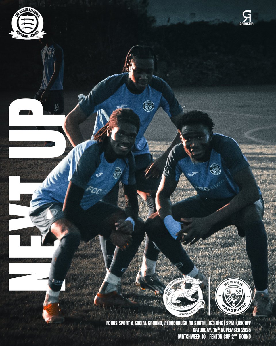 NewhamWanderers's tweet photo. 🔵⚪️ 𝐍𝐄𝐗𝐓 𝐔𝐏 !!! ⚪️🔵

🗓️ • Saturday, 15th November 2025
🕑 • 14:00
🏆 • Fenton Cup — 2nd Round 
🆚 • Old Esthameians
🏟️ • Fords Sport &amp; Social, Aldborough Road South
📍 • IG3 8HG

#nwfc #newhamwanderers https://t.co/enFuN8BLKp