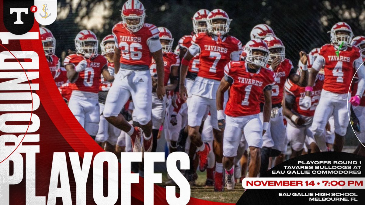 🚨PLAYOFF GAMEDAY🚨

For the first time in 4 years, it’s Playoff Friday in Tavares! The Dawgs hit the road to take on the Eau Gallie Commodores tonight in the Regional Quarterfinals! #GratefulNotSatisfied

🆚: THS @ EGHS
⏰: 7PM
📍: Eau Gallie HS

🔴⚪️ #TavaresMade