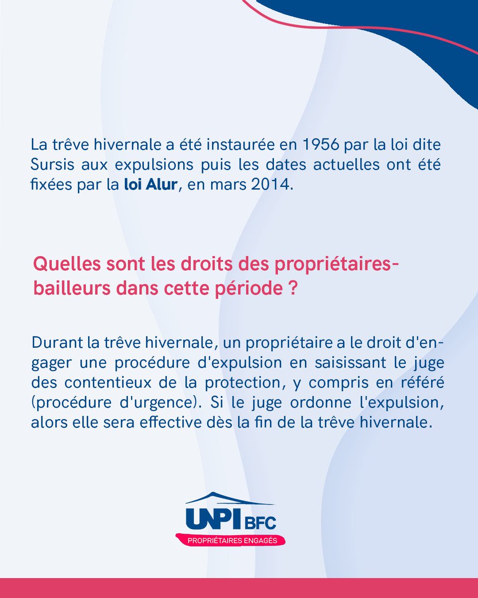 ❄️La trêve hivernale, c’est quoi ?

Découvrez en quelques slides l’essentiel à savoir sur cette période du 1er novembre au 31 mars de chaque année.📅

#UNPI #propriétaires #immobilier #trêve #hivernale