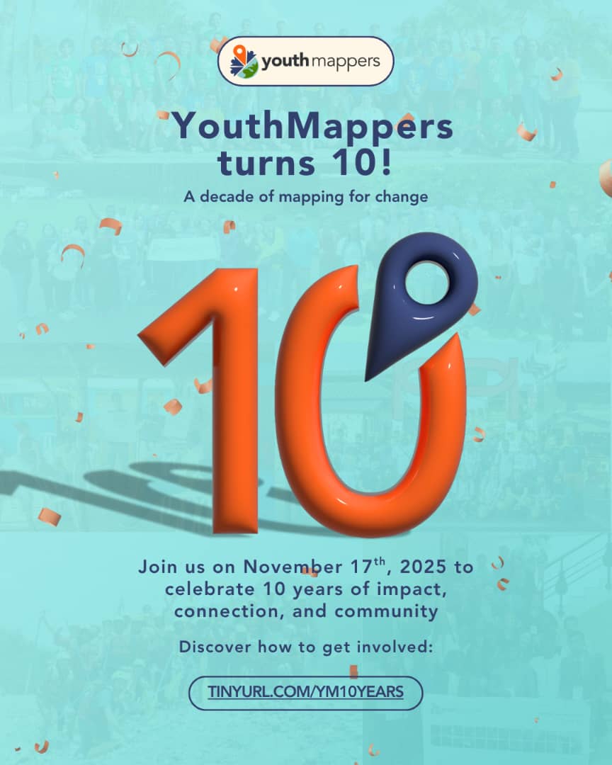 Hey YouthMappers around the globe. 
We’re celebrating 10 years of impact! What has YouthMappers taught you over the years? Share two words with us in the comment session!😌

#YM10 #YouthMappers