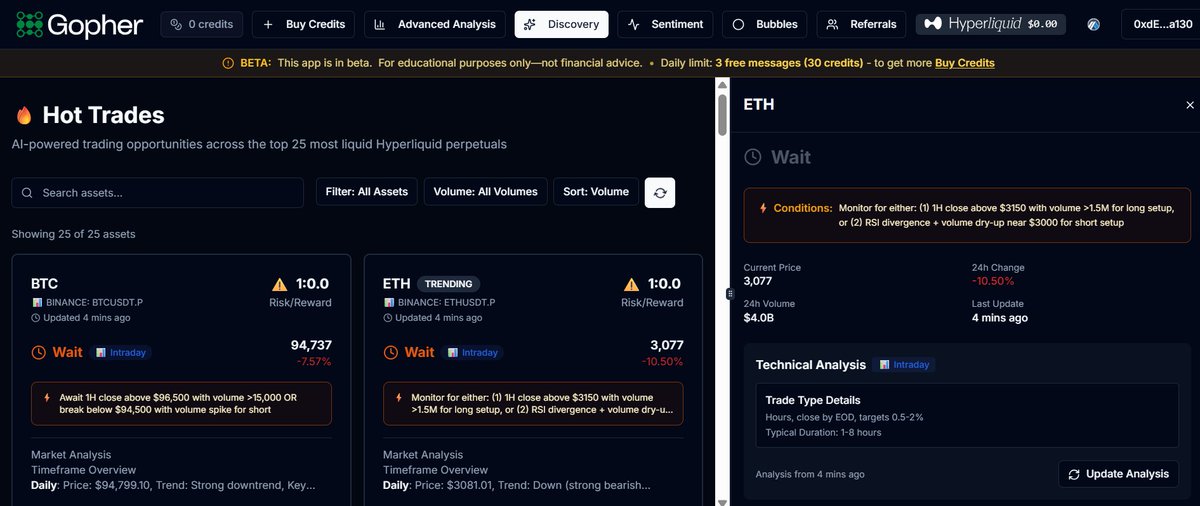 kriptinna's tweet photo. Monitoring the 'Hot Trades' on @gopher_ai  today! 🔥 The platform is highlighting key levels for both $GOAI assets, #BTC and #ETH.

For ETH, Gopher suggests conditions for a potential long or short setup around the current price of 3,077, looking for a 1H close above $3150 w/ volume or an RSI divergence for short.

Always do your own research (DYOR), but this is a great starting point for my analysis.

Check out the Gopher platform here: https://t.co/ALWctaXqJ2