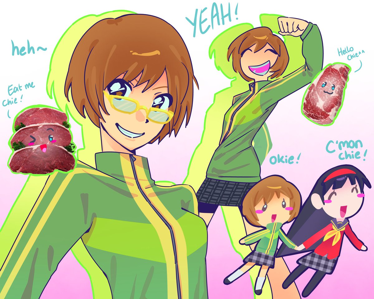 chie and her friend meat #Persona4 #ChieSatonaka