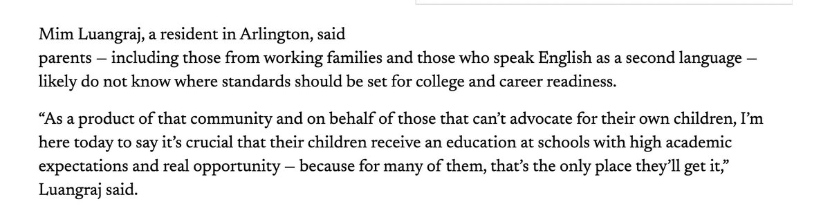 Excellent comment yesterday at the VA Board of Ed from someone who grew up in an Economically Disadvantaged, English Learner community for why high standards are so important for the least advantaged kids, esp in immigrant communities. 😢virginiamercury.com/2025/11/14/hig…