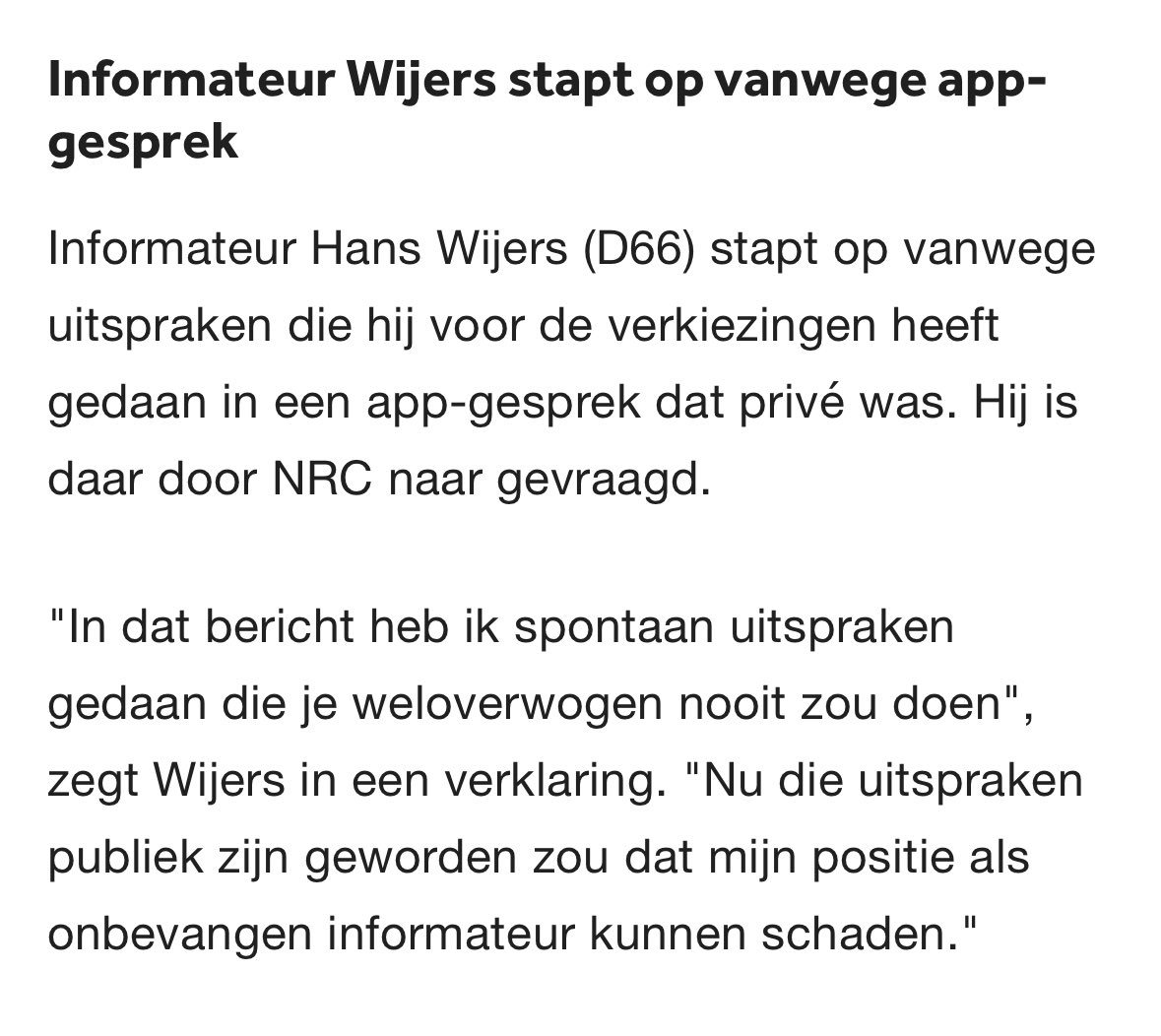 Waarom ik nooit informateur zou kunnen worden: