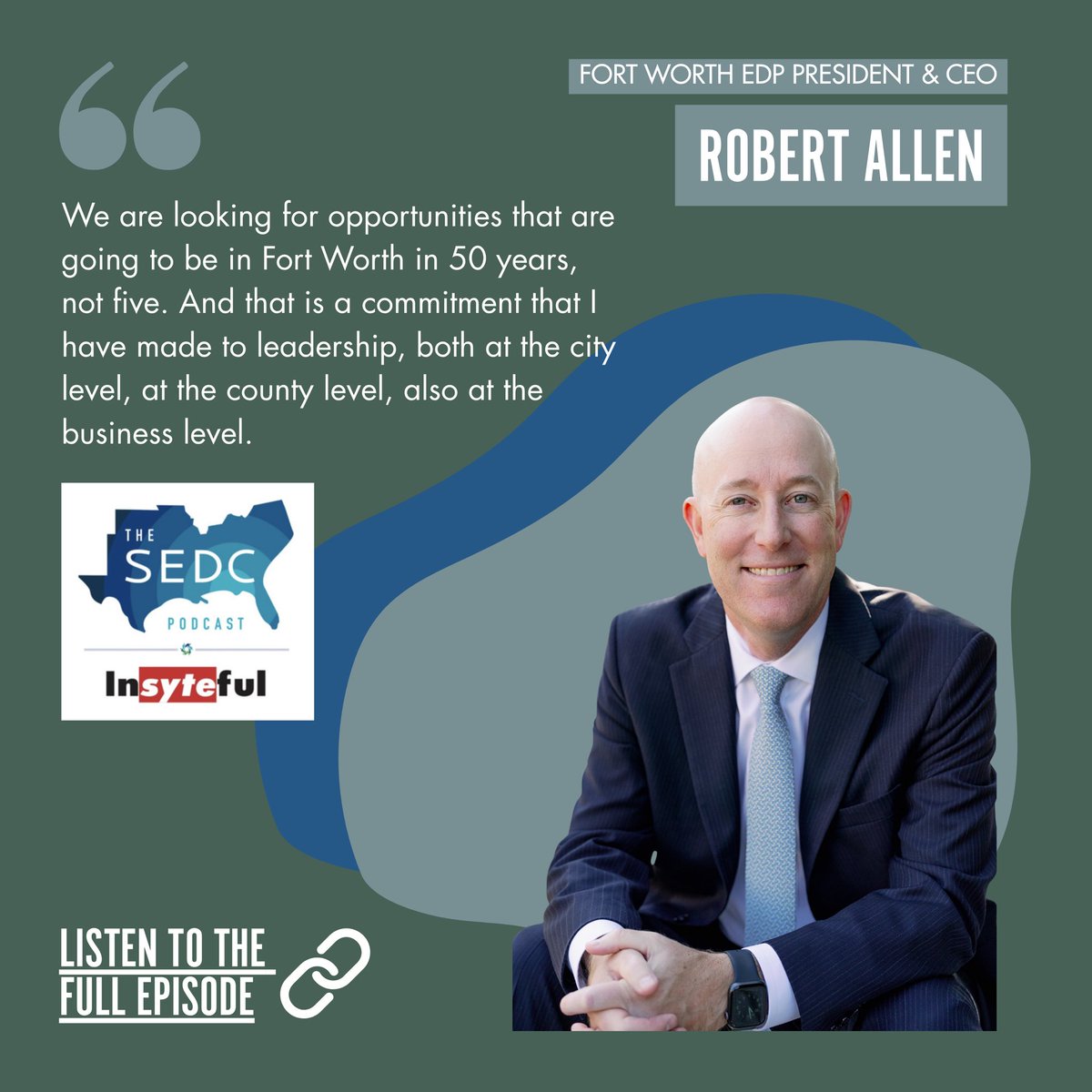 Robert Allen, CEO of the Fort Worth EDP was featured on The SEDC Podcast this month. He discusses Fort Worth’s growth, regional collaboration, and strategies for long-term investment and community impact.
bit.ly/4pa3SgU

#EconomicDevelopment #FortWorth #SEDCPodcast