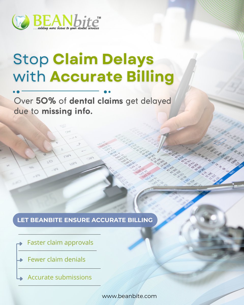 BEANbite's tweet image. 🛑Stop Claim Delays with Accurate Billing! Over 50% of dental claims are delayed due to missing info.💡Let BEANbite handle it: ✅Faster approvals ✅Fewer denials ✅Accurate submissions 
📞(424) 262-9055 🌐beanbite.com 
#dentalbilling #accuratebilling #beanbite