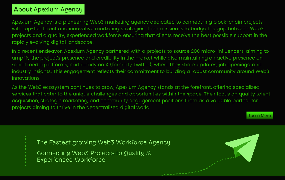 Kaysolo58's tweet image. I addition to what @big_sensei  @Apexium_  has in mind to help connect Web3 projects with important platforms so as to ensure effective growth.💚

So I decided to do something that can be used for the website. ⚡️

Other reasons for doing this are still private.