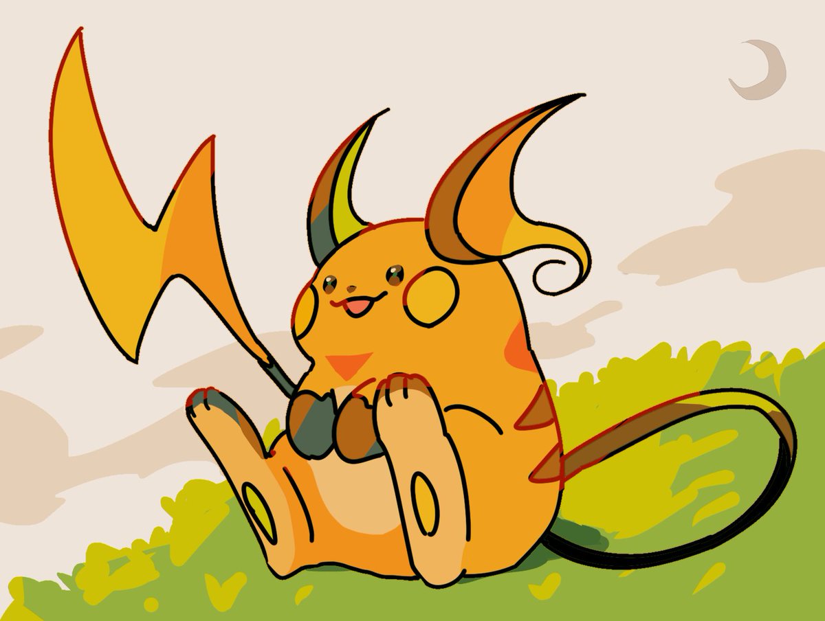 ライチュウをらくがきしてみました、足の裏は色素薄めなんだなと新たな学びを得ました👓✍️
 #ポケモン