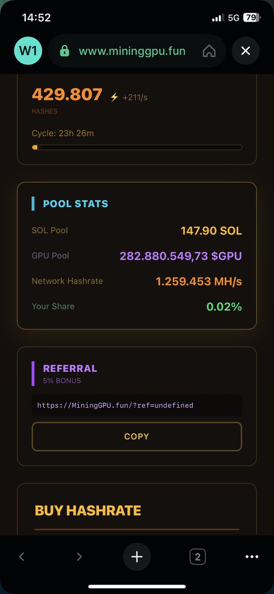 Compound $gpu frens 

Ponzi on sol

Invest to grow your mh/s 

Earn fees 

MiningGPU.fun/?ref=undefined