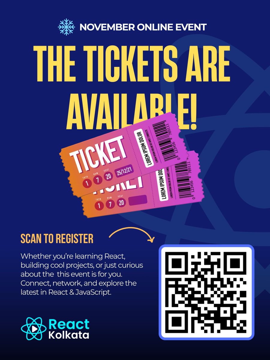reactkolkata's tweet image. React Kolkata Meetup

If you missed our last Hacktoberfest special event, here’s your chance to join us again!

We’re gearing up for another packed evening of React, JavaScript, demos, and community vibes.⚛️💡

📅 29th November |💻Virtual
 🎟️ Register now: luma.com/eq8ntf1n