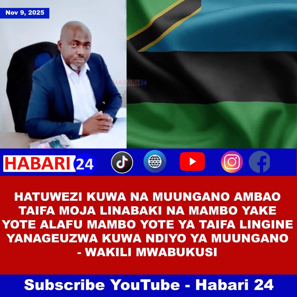 Ukweli usemwe jinsi ulivyo . 

Muungano is a useless thing we ever thought to have . 

Disband immediately and let Tanganyika Stand Alone .  <a href="/Mwabuk2Boniface/">Boniface Mwabukusi</a>