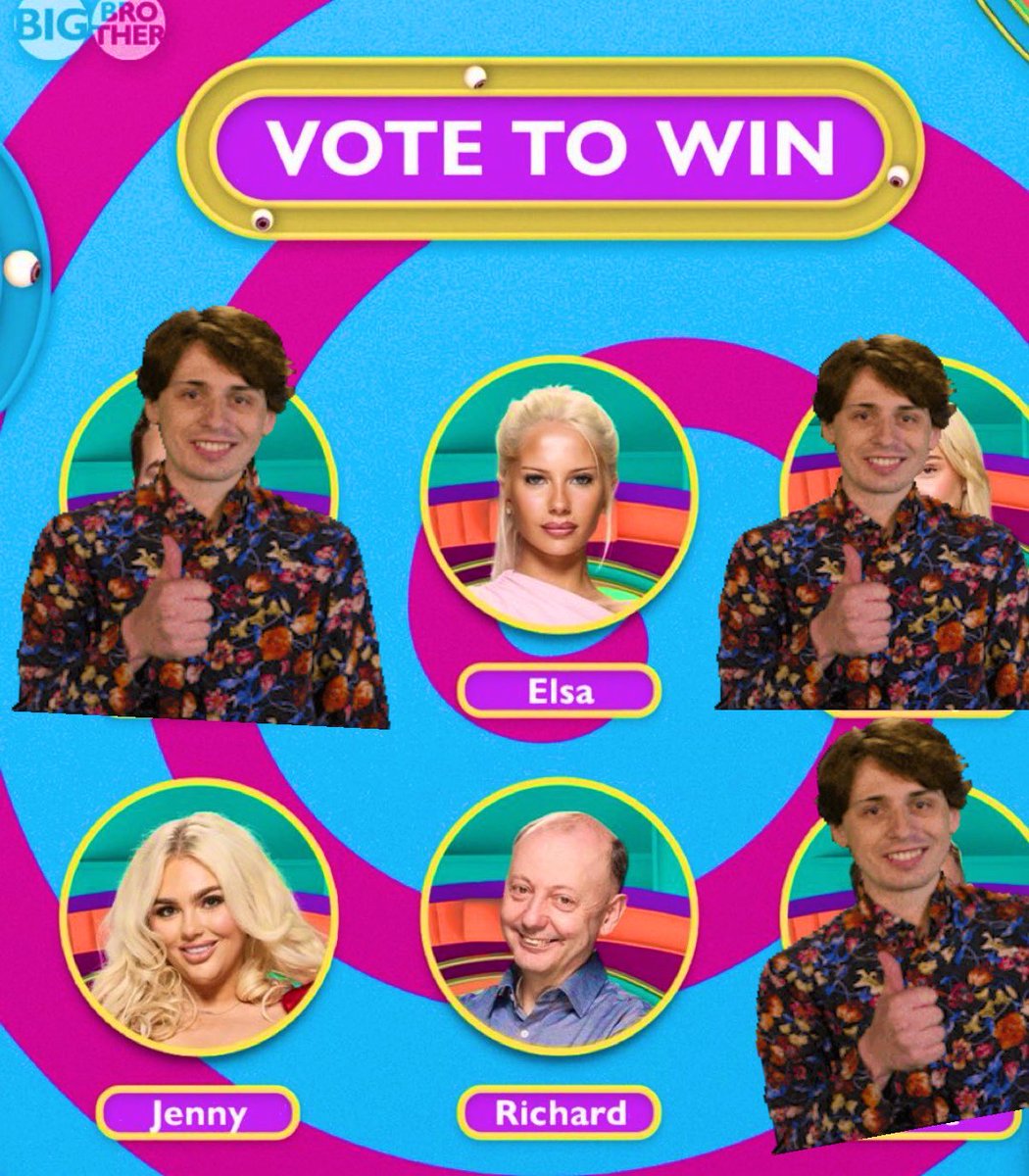 CXJstarcat's tweet photo. Anyway, RICHARD • JENNY • ELSA for the win! #BBUK https://t.co/Ws97UnGBQb