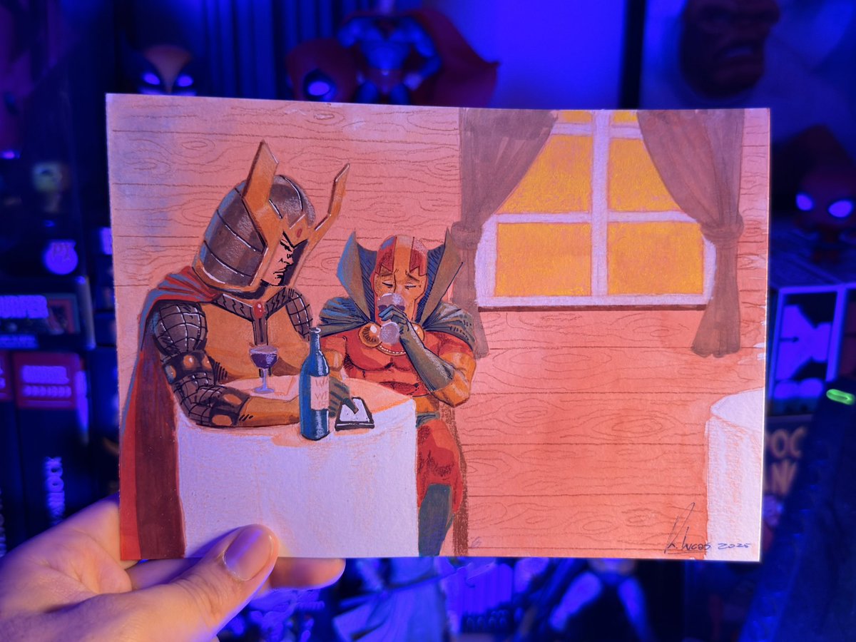♥️Mr Miracle and Big Barda at the Restaurant♥️

I was gonna make each of them as a card, but then I thought, why not an actual illustration of them together?

<a href="/TomKingTK/">Tom King</a> <a href="/MitchGerads/">Mitch Gerads</a> 

(🧶🧵follow the thread to see the process 🧵🧶)