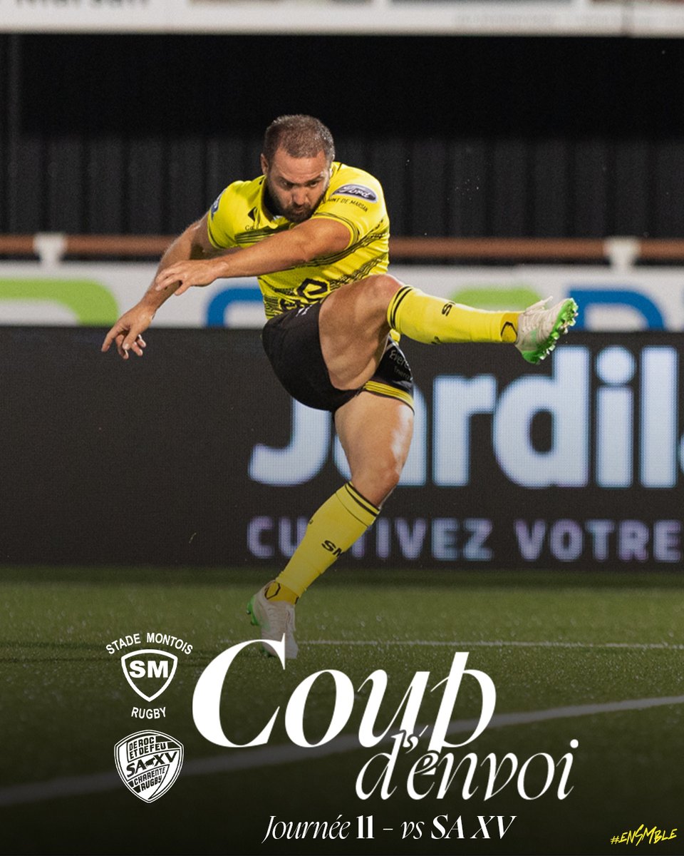 ➡️ 𝑪𝒐𝒖𝒑 𝒅'𝒆𝒏𝒗𝒐𝒊 de la J11 face au <a href="/SAXV_Charente/">SA XV Charente Rugby</a> 

📍 stade André et Guy Boniface
📺 Canal+ Live | live score sur stademontoisrugby.fr

#enSMble #proD2