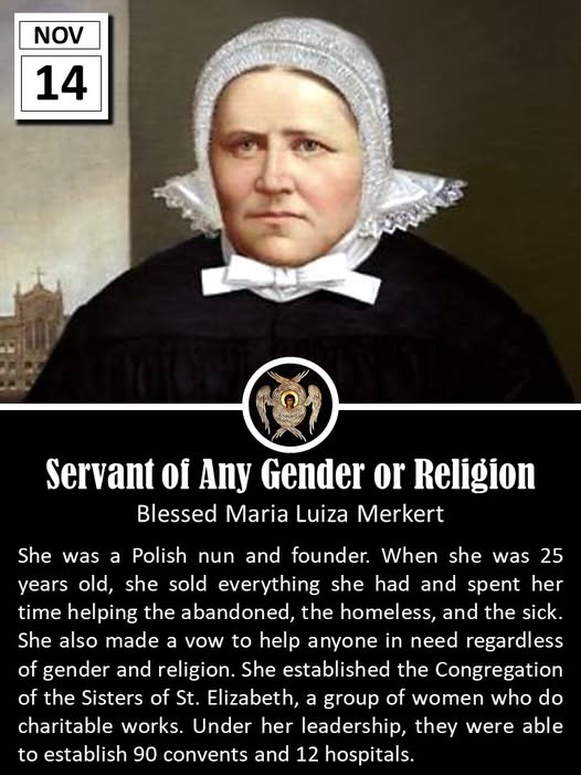Blessed Maria Luiza Merkert (1817–1872) stands as a luminous example of Christian charity in the 19th century, embodying the Gospel call to serve "the least of these" (Matthew 25:40). Born on September 21, 1817, in Nysa (then Neisse, Prussia, now in Poland), she was the second