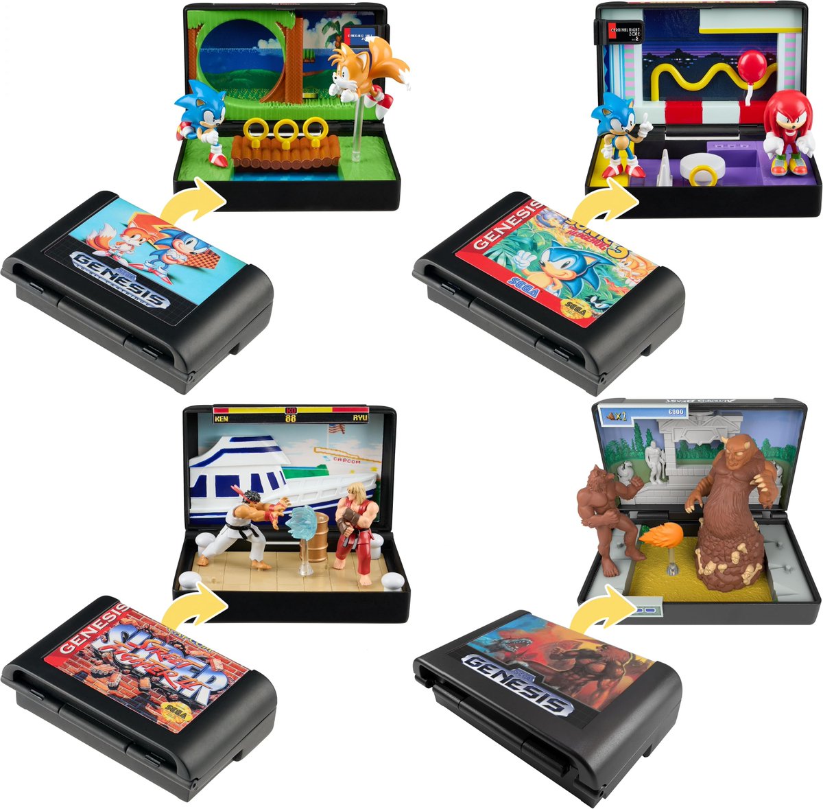 Console Heroes Sega - Sonic 2/Sonic 3/Street Fighter 2/Altered Beast - Cartridge Diorama Playsets $13.99/$14.99 each on Amazon  amzn.to/4mhBtUR #ad