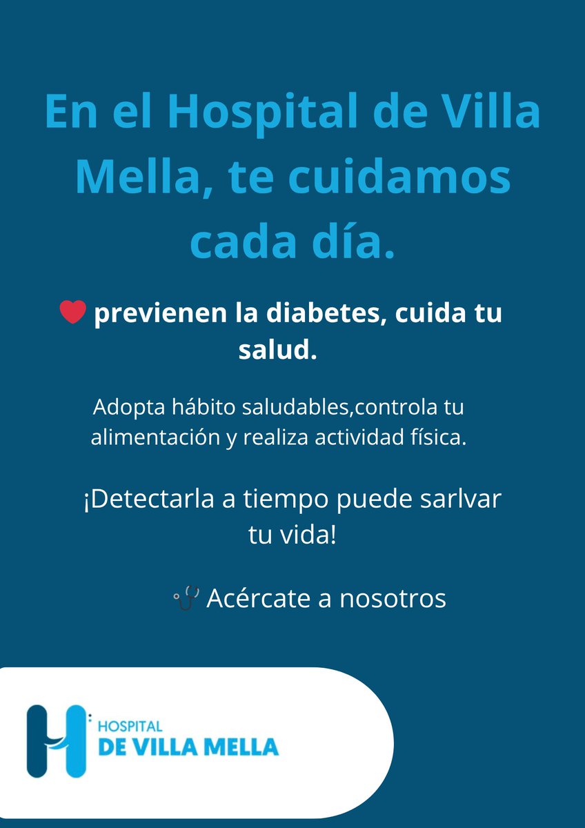 villa_mella's tweet photo. 💙 Día Mundial de la Diabetes
La diabetes es una condición que puede prevenirse y controlarse con hábitos saludables y un diagnóstico oportuno.

👉 Desliza y descubre información clave para reconocer señales de alerta, aprender cómo prevenirla y conocer qué hacemos en el Hospital https://t.co/sJ3p201Pcu