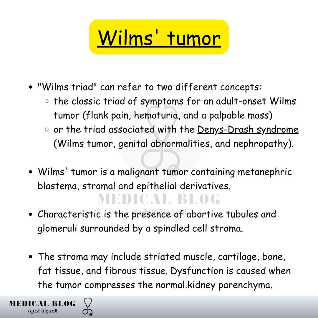 blog__medical's tweet image. Did you get it! 

The answer is: 
Wilms Tumor 

❓ What are the key clinical features of Wilms tumor? 

✨ Answer: 
• Abdominal mass 
• Hematuria 🩸 
• Hypertension 🔼 

 #Wilmstumor #Pediatrics #OncologyFacts #MedStudents #MedicalTriad