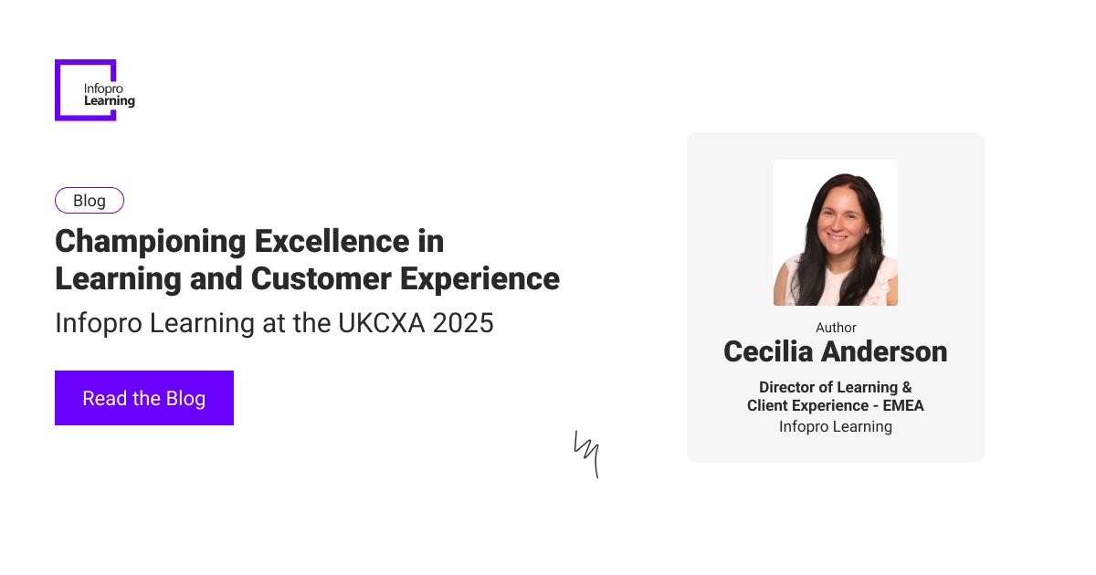 InfoproLearning's tweet image. Cecilia Anderson, Director of Learning &amp;amp; Client Experience - EMEA, @InfoproLearning, joined the judging panel at UK Customer Experience Awards (UKCXA) 2025, celebrating innovation and impact in customer experience. Read her reflections in the blog: hubs.ly/Q03S_rfp0