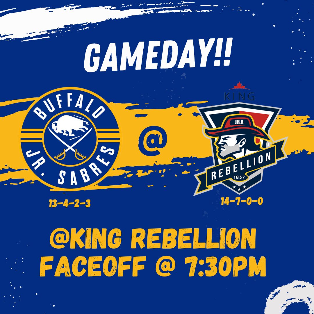 JrSabresOJHL's tweet image. We are on the road tonight!

🏟️| Zancor Centre
🆚| King Rebellion
⏰| 7:30pm
📺| @FloHockey 

#EmbraceTheChaos 
@stbcbeer @DrinkBODYARMOR