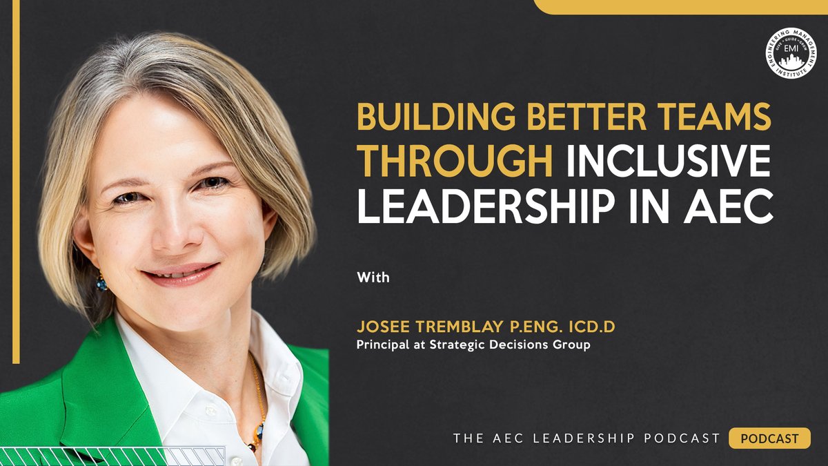 Lead Smarter, Build Stronger. In this week’s #AECLeadership podcast, <a href="/AnthonyJFasano/">Anthony Fasano, PE</a> talks with Josée Tremblay, P.Eng., ICD.D about how inclusive leadership in AEC fuels collaboration, innovation &amp; better decisions.👉 Listen here: bit.ly/4oDi3em #Leadership #Engineering