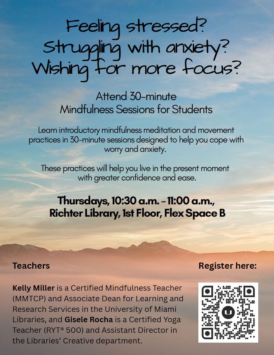 Happening today at the Otto G. Richter Library!

Take a moment to pause, breathe, and reset at the Resting and Connecting in Community mindfulness retreat. A full day of grounding practices, reflection, and calm for anyone who needs a break during this busy time of year.