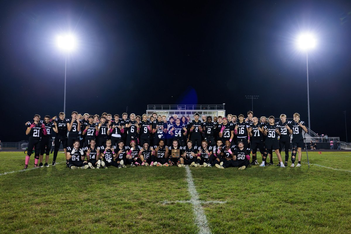RockCreekFootb1's tweet photo. It’s GAME DAY!! Playoff version 3, sectional round (Elite Eight)! The Mustangs host Cheney tonight with kickoff scheduled an hour earlier than normal at 6 pm! Come cheer on the Mustangs in their final game of the season at The Rock! https://t.co/0wadL30yCc