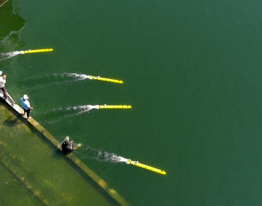 DRDO has created a new class of lightweight autonomous underwater vehicles that can be carried and deployed by personnel. The system comprises multiple AUVs equipped with Side Scan Sonar and Under Water cameras as primary payloads for real-time detection &amp; classification of Mine