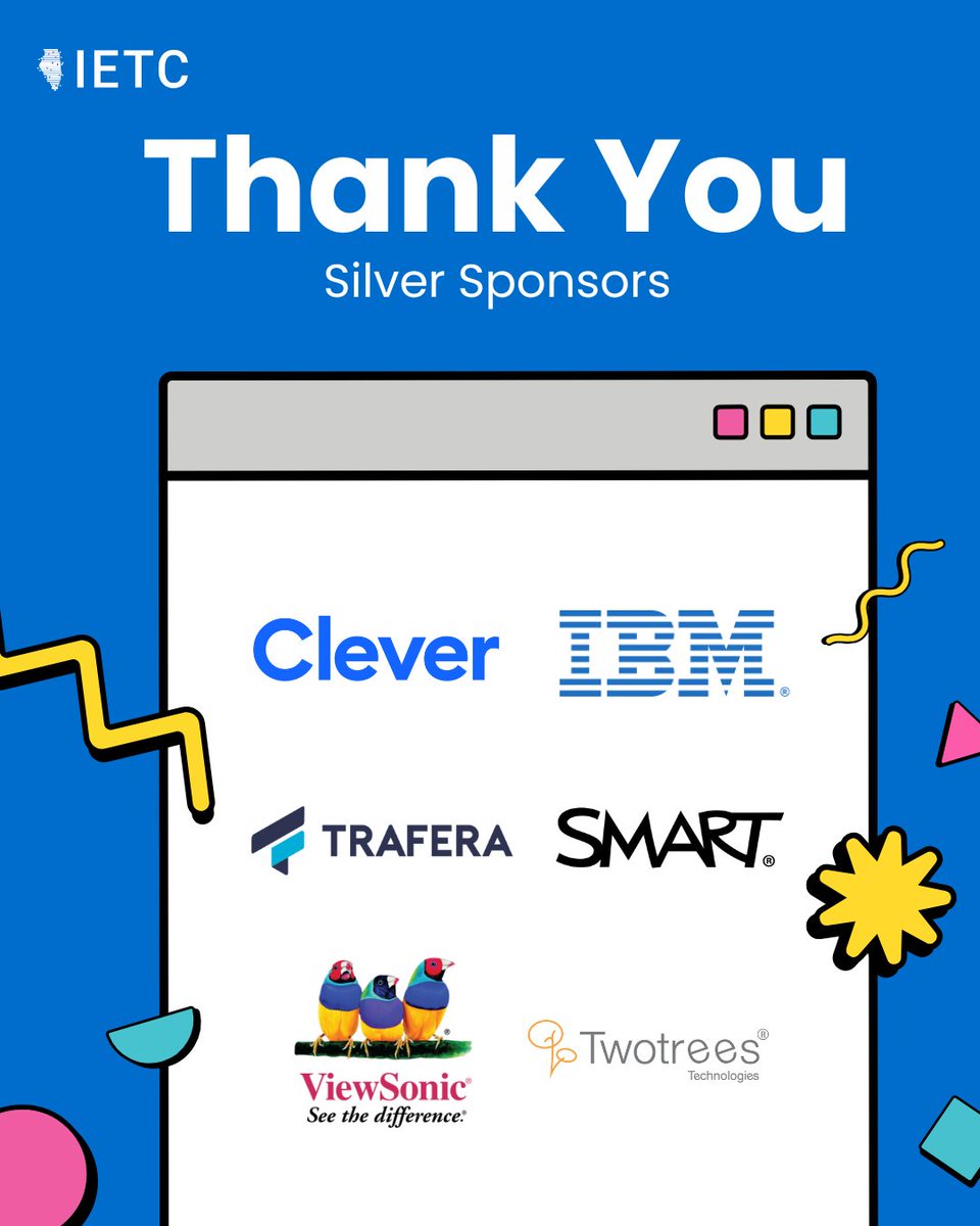 ILEdTechCon's tweet image. A big THANK YOU to our #IETC25 Silver Sponsors for making this big, 30th anniversary party possible! 🎉 

🥈 Clever, IBM, Trafera, SMART, ViewSonic, &amp;amp; TwoTrees Technologies

🔗 ltcillinois.org/ietc/exhibitor… (link in bio)