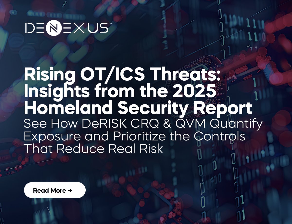 The U.S. House Committee on Homeland Security latest “Cyber Threat Snapshot” shows rising OT/ICS risks

DeNexus tackles these threats with quantified risk and data-driven vulnerability management to give leaders clear, actionable insight.

Read more: bit.ly/4oLjpUA