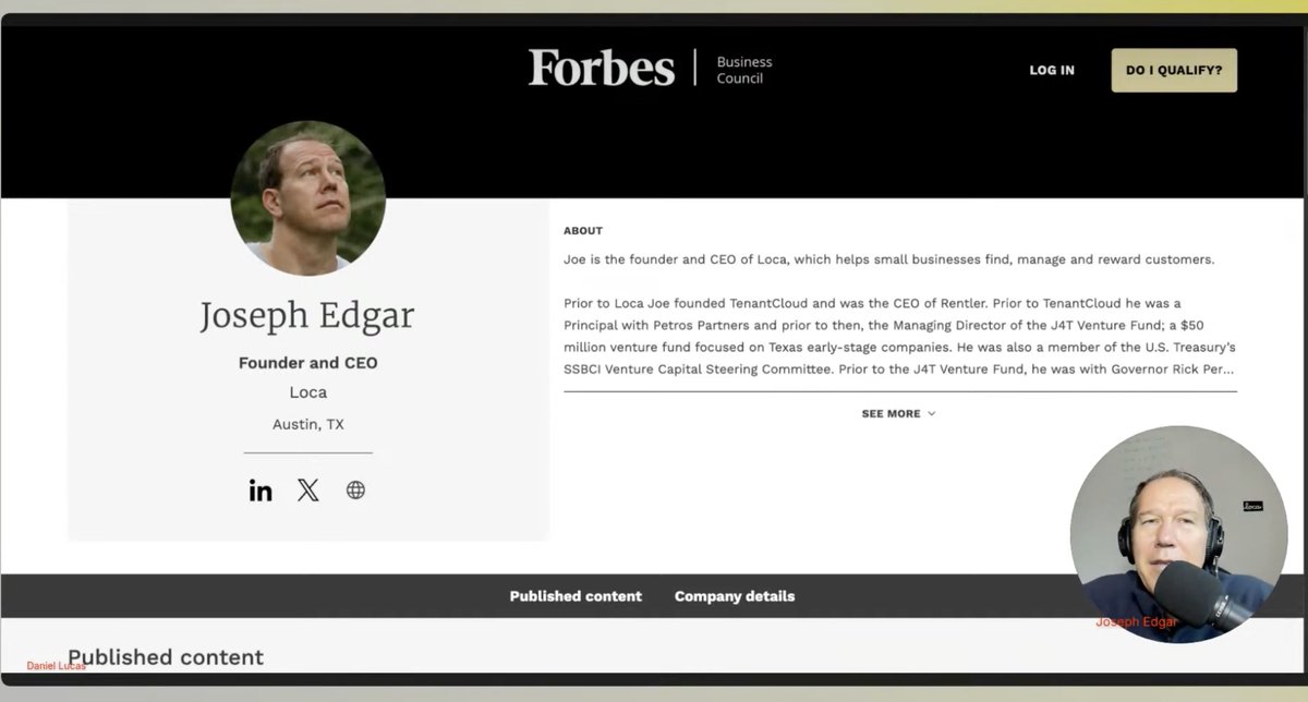 “Don’t jump—step into the water.”
#Loca CEO <a href="/Joe_Edgar_/">Joe Edgar</a>  talks about #LocaApp, stress-testing with $0 prototypes, and building a cash-rewards engine for local businesses.
🎧 Watch/listen: youtube.com/live/O76RZdMhE…
#Startups #FounderLife #JosephEdgar #SmallBusiness
