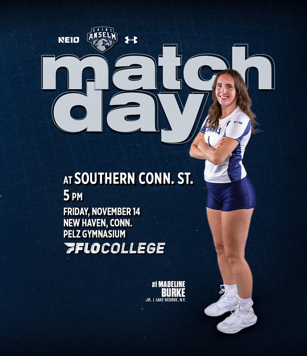 Last one before the playoffs 😁

🆚 Southern Connecticut Stae
🏟️ Pelz Gymnasium
⏰ 5 PM
🖥️ <a href="/FloCollegeVB/">FloCollege | Volleyball</a> 

#HawksSoarHigher #NE10EMBRACE
