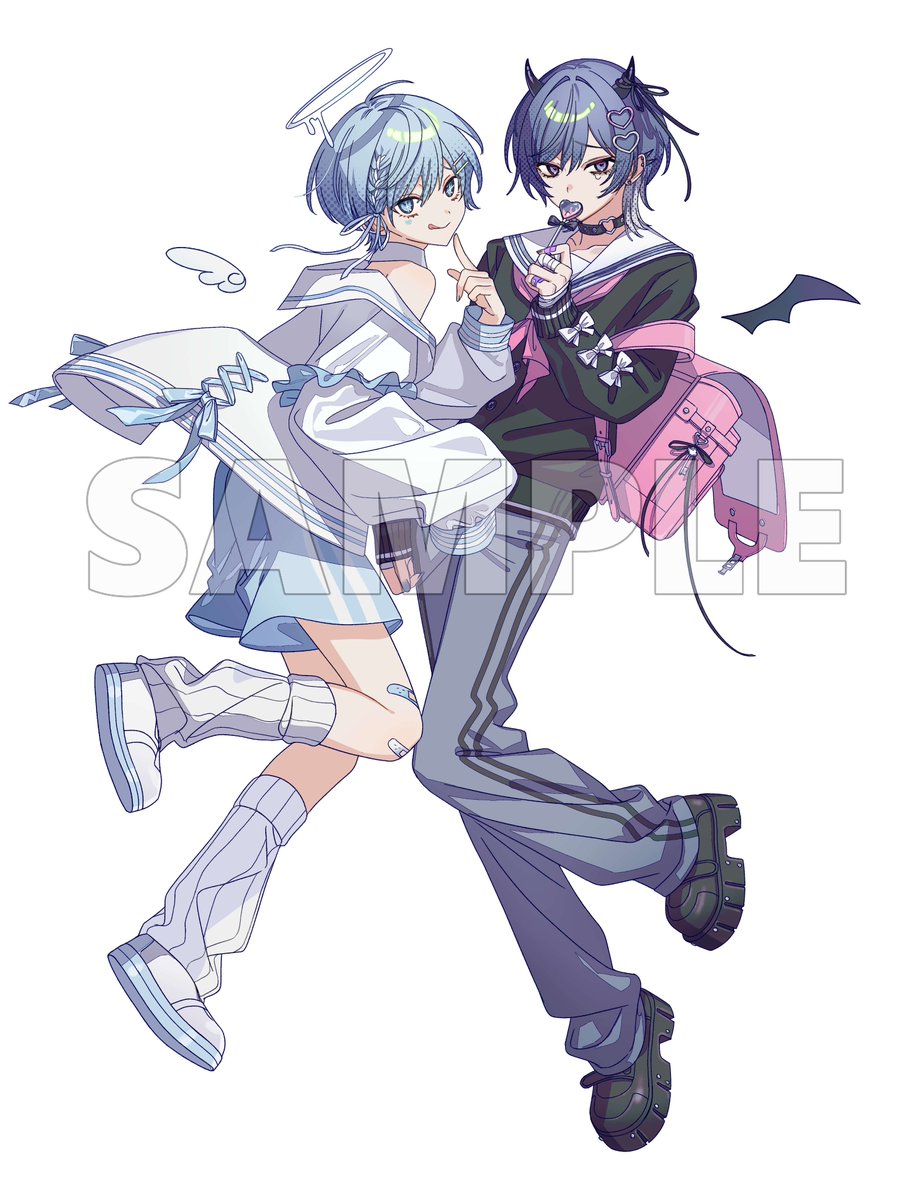 0010same's tweet image. 青木葉さん×水篠瀀さんの「うらやみしい」歌ってみたイラスト担当させて頂きました！！
よろしくお願いいたします🩷🩵