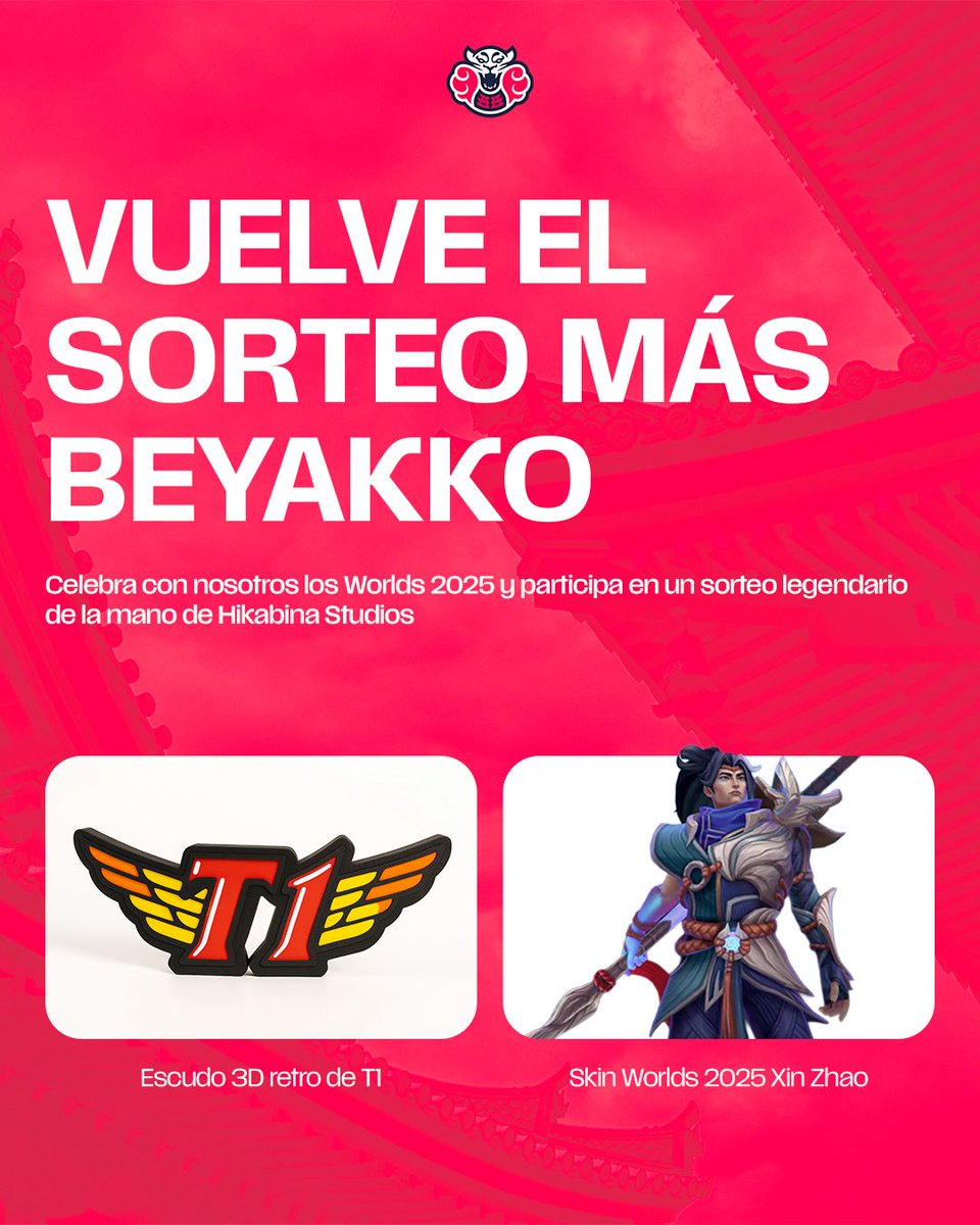 ByakkosBreeders's tweet image. VUELVE EL SORTEO MAS BEYAKKO🐯⚡

Sabemos que el anterior sorteo no se entiende muy bien por eso os lo relanzamos 

Escudo de T1 antiguo (SKT T1) y una skin del valor de Xin Zhao de worlds

Condiciones

㊗️ Like y RT 
㊗️ Follow 

Podéis participar también en Instagram 🫡…