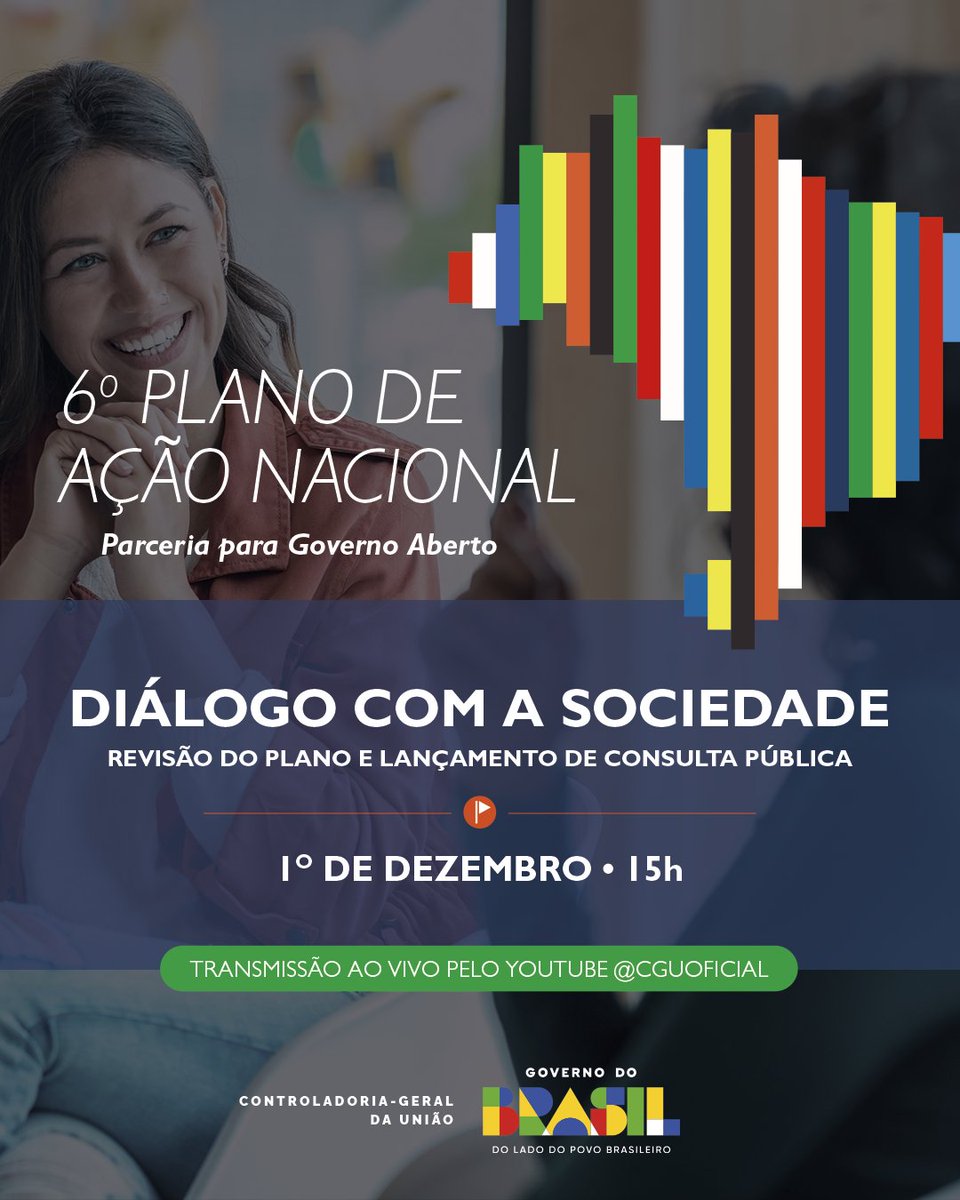 CGUonline's tweet photo. Vem aí a 4ª edição do Diálogo com a Sociedade Civil! 📆
No dia 1/12, às 15h, a CGU apresenta o Relatório de Revisão do 6º Plano de Ação da OGP e lança a Consulta Pública.

➡️ Participe e fortaleça o governo aberto:
https://t.co/Dpp16wI5xq https://t.co/C6FGhZG41Q