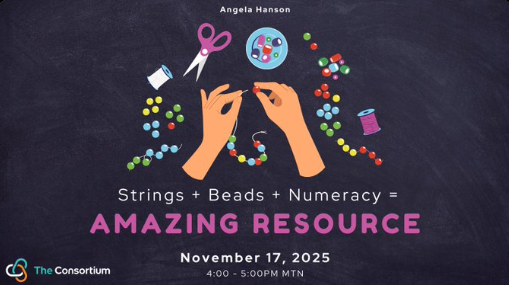 MathImagine2's tweet image. Join us with @erlcpl and explore how to use the numeracy bead string to support numeracy development in your classroom from preschool to grade 6 in this session with Angela Hanson.