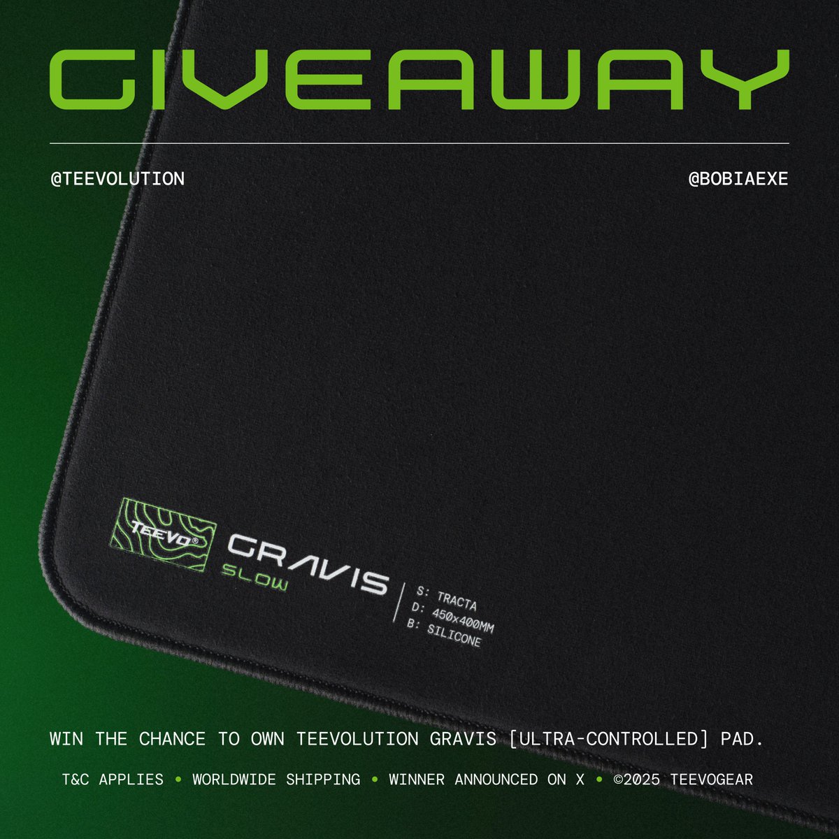 bobiaEXE's tweet photo. 🚨GIVEAWAY ALERT🚨

We're excited to give 1 lucky winner a chance to win Teevolution Genesis Mousepad - Gravis!

How to join:
1. Follow @teevogear &amp; @bobiaEXE 
2. Like &amp; Repost 
3. Tag a friend in the comments

🏆 1 Winner
🌐 Ships worldwide
❗ ENDS IN 7 DAYS https://t.co/EcqGc2amtA