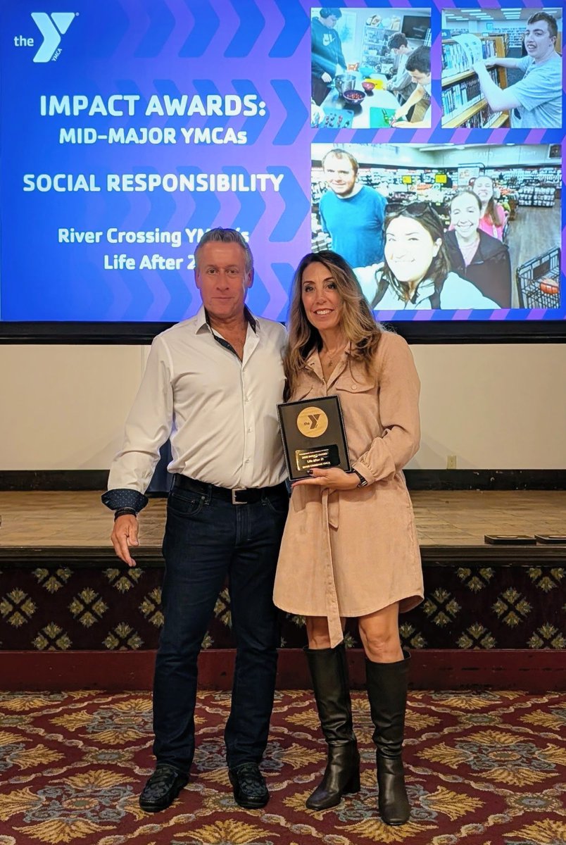 Congratulations to the team at the River Crossing YMCA for their 2025 Impact Award. The Impact Award was presented to the River Crossing YMCA staff last week. The award was in recognition of their work on the "Life After 21" program. Learn more here:  ymcarivercrossing.org/ability/life-a…