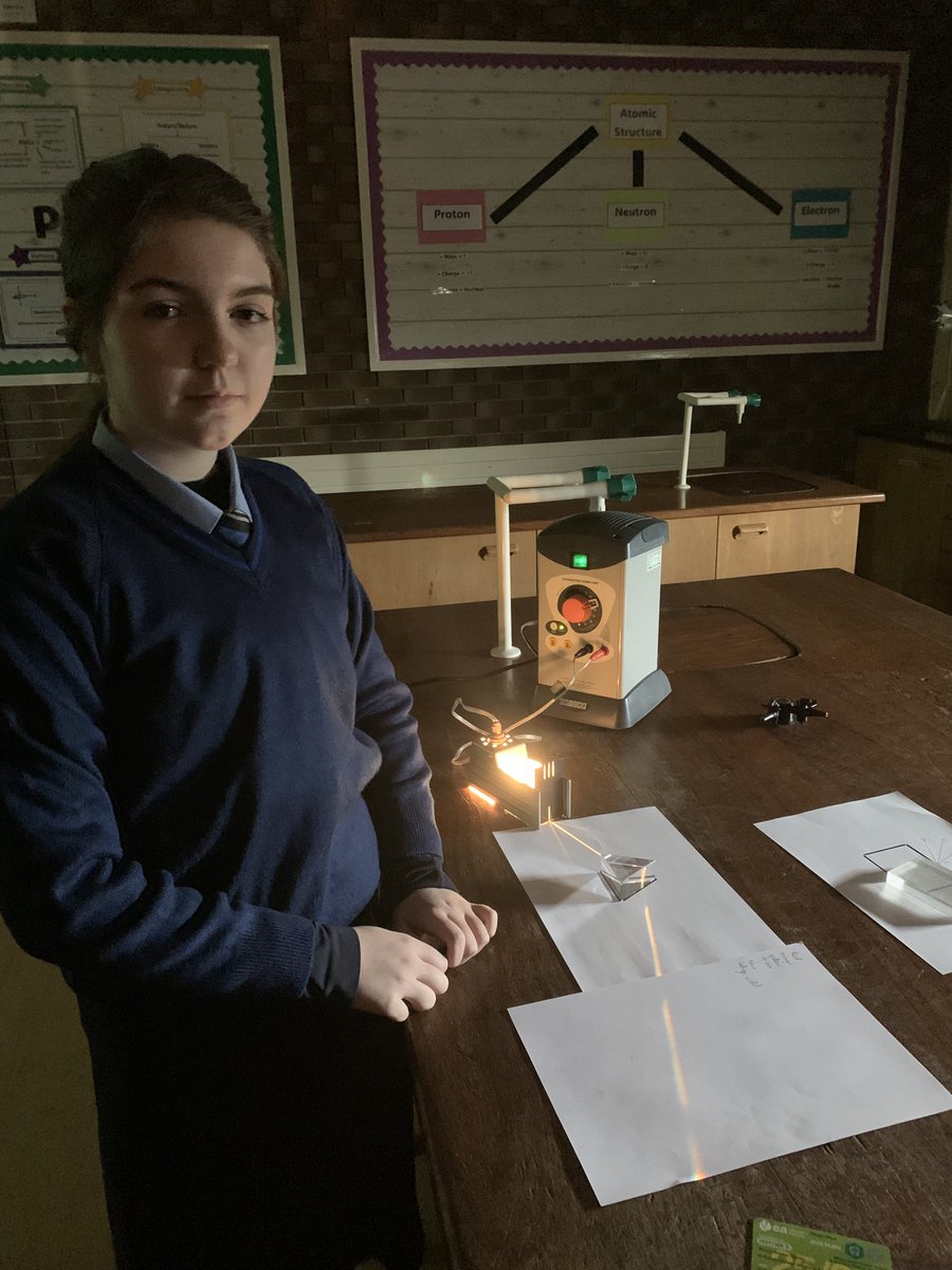 SPCScienceDept's tweet image. Today at our Key Stage 3 lunchtime Science Club pupils discovered how white light is made of many colours! Using a glass prism, pupils observed the light slowing down and bending, with each colour refracting by a slightly different amount 💡 🌈 Super Work 🌟 @StPatsMaghera