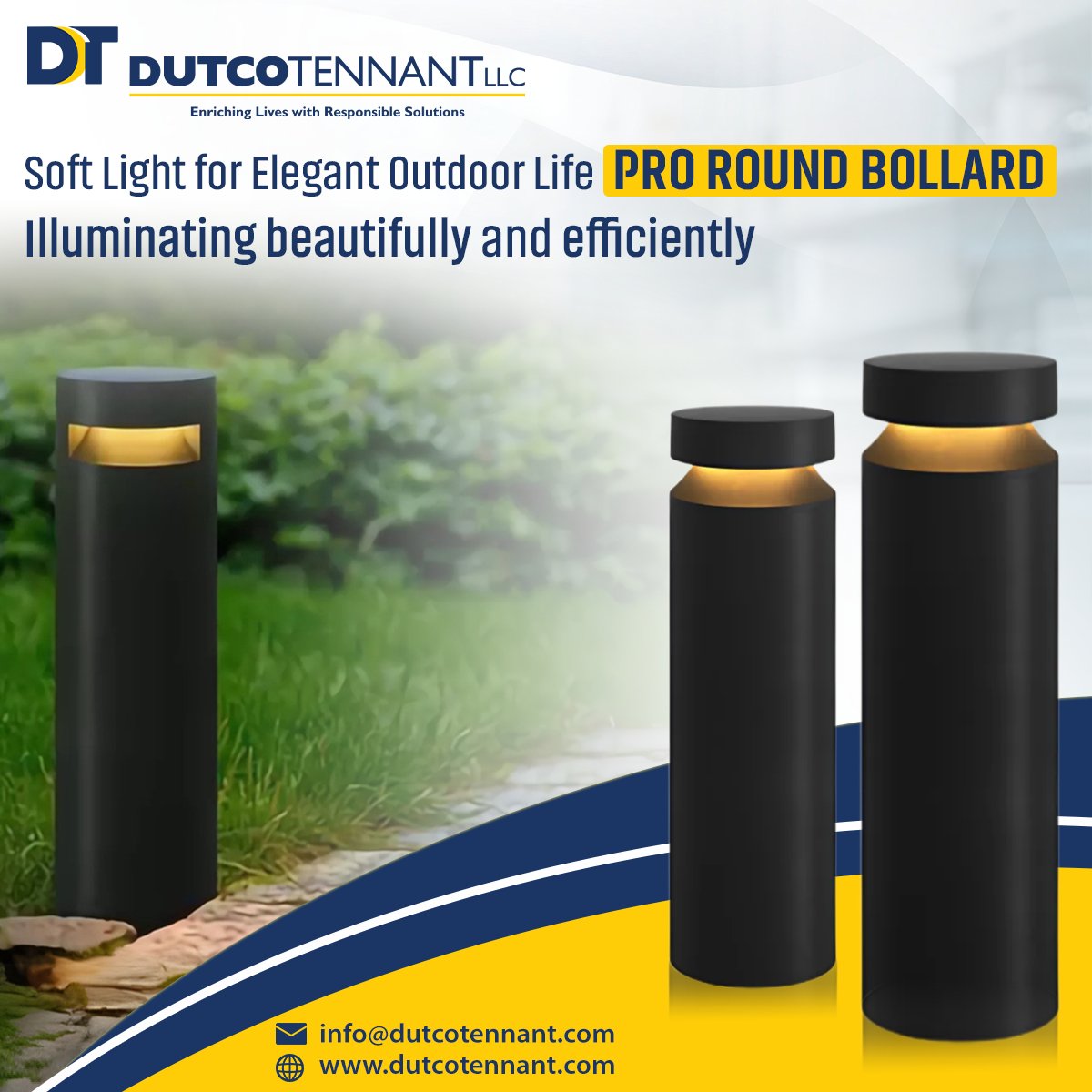 Dutcotennant's tweet image. Pro Round Bollard delivers safe, welcoming light for campuses &amp;amp; resorts. 

#ArchitecturalLighting #SafeSpaces #LightingComfort #PublicSafety #SmartInfrastructure #DutcoTennantLLC