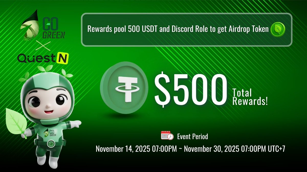 🎉 Win $500 USDT + Role Token Airdrop  FREE! with <a href="/GoGreen_App/">Go Green</a>  Viral Impact Giveaway!! 💚

The world's first app that lets you snap trash → instantly earn Green Tokens + Carbon Credits!Powered by AI + Blockchain for real verification → Snap Your Drop, Get Token is here!

🪙