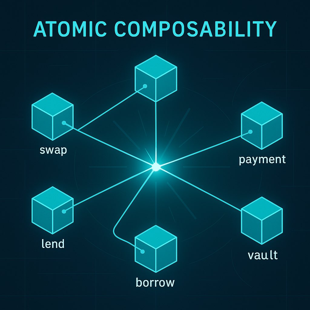 tadkis's tweet image. Most blockchains talk about “scalability,”
but few mention the thing that actually makes DeFi work: every action must connect to every other action, instantly and safely.

That’s atomic composability.

No broken bridges, no partial transactions, no spaghetti workarounds.
Just…